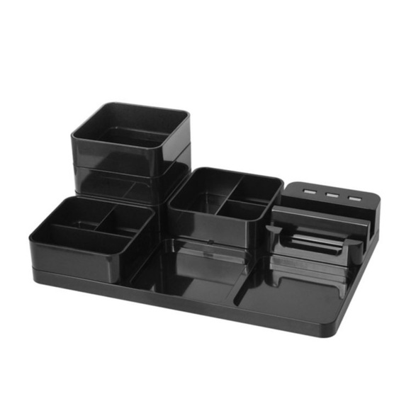Simply Essential 7.1-Inch x 10.8-Inch USB Charging Desk Organizer in Black - Picture 2 of 7